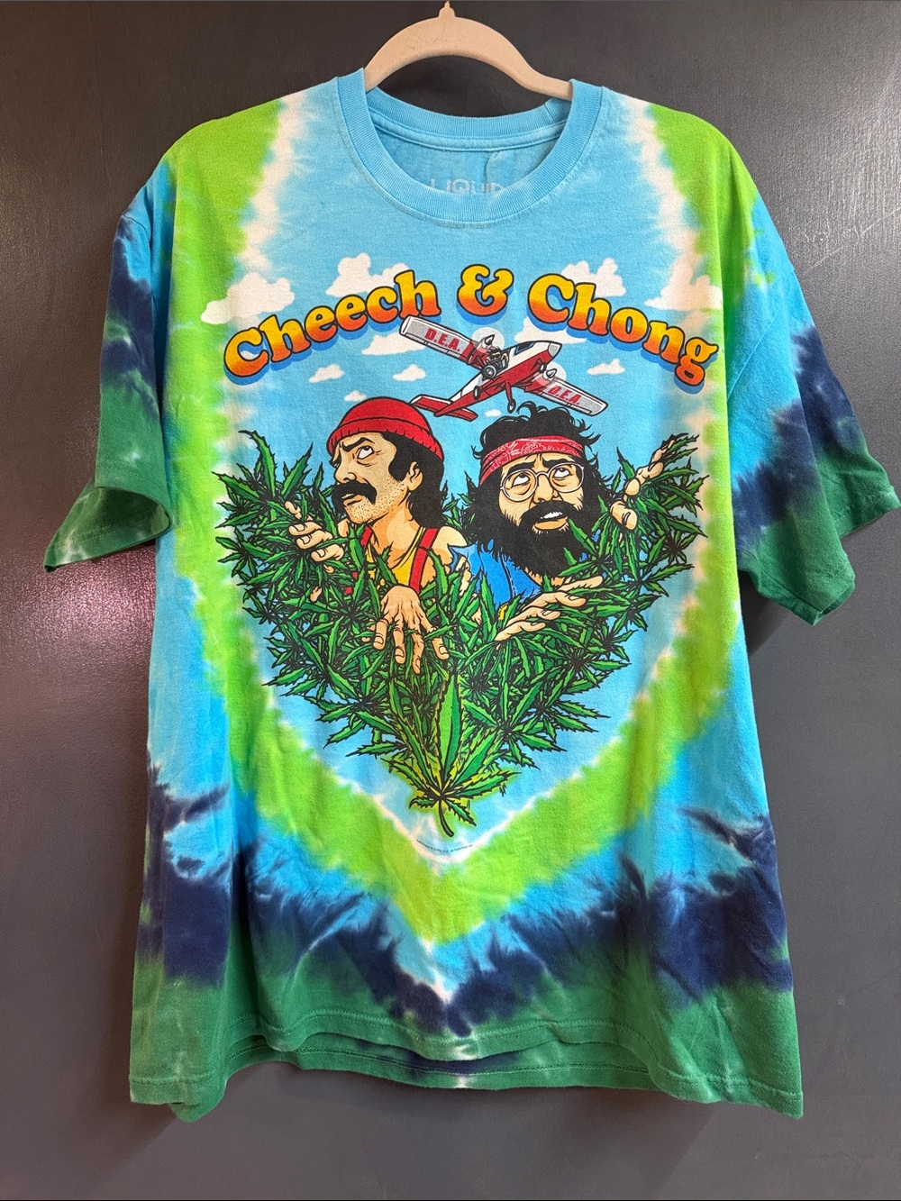 Liquid Blue Cheech & Chong Tie-Dye Tee in Blue & Green
